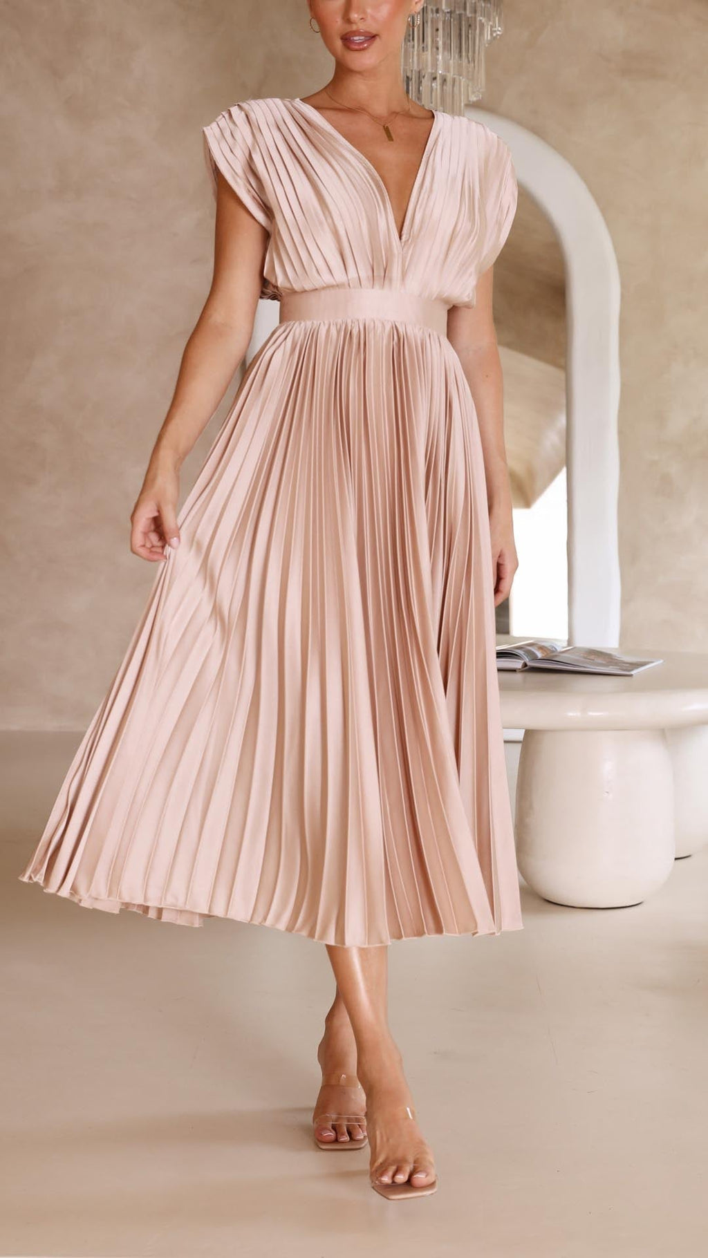 Maria | Elegante geplooid maxi jurk vloeiend chic