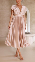 Maria | Elegante geplooid maxi jurk vloeiend chic