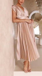 Maria | Elegante geplooid maxi jurk vloeiend chic