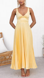 Rosalind | Geplooid maxi jurk v-hals elegant avond