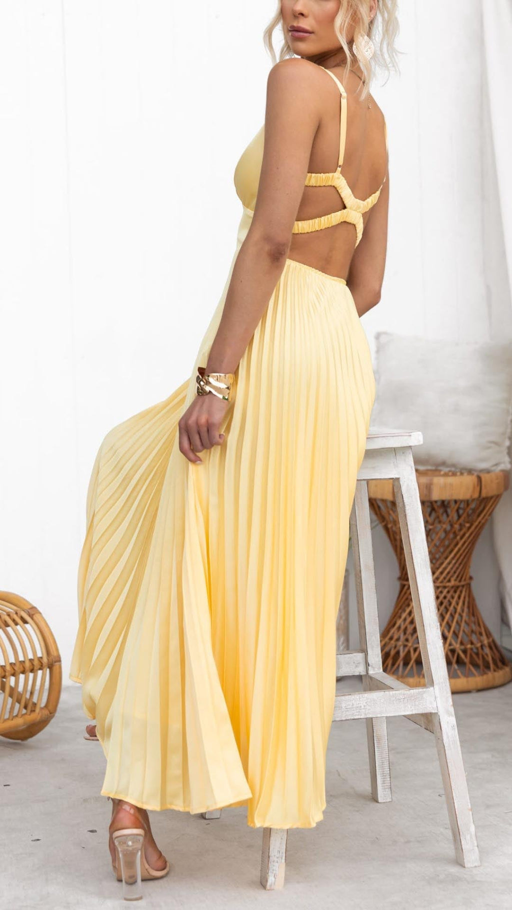 Rosalind | Geplooid maxi jurk v-hals elegant avond