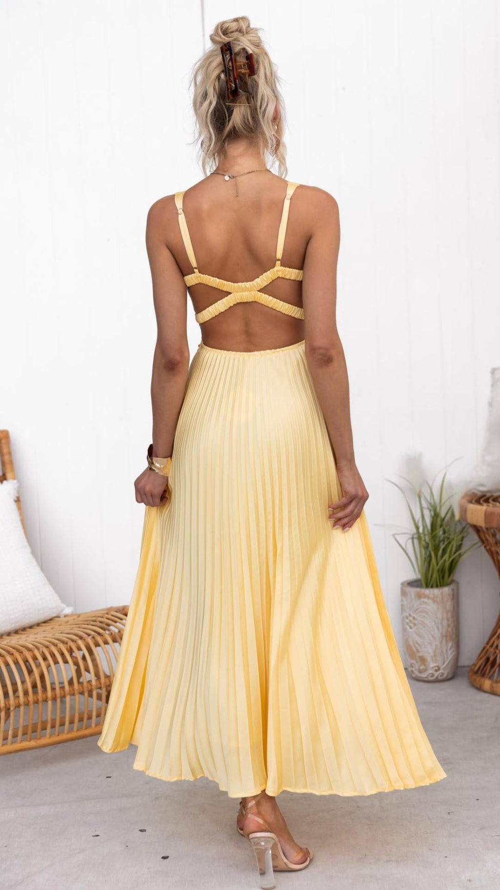 Eileen | pleated maxi jurk v-hals getailleerd elegant