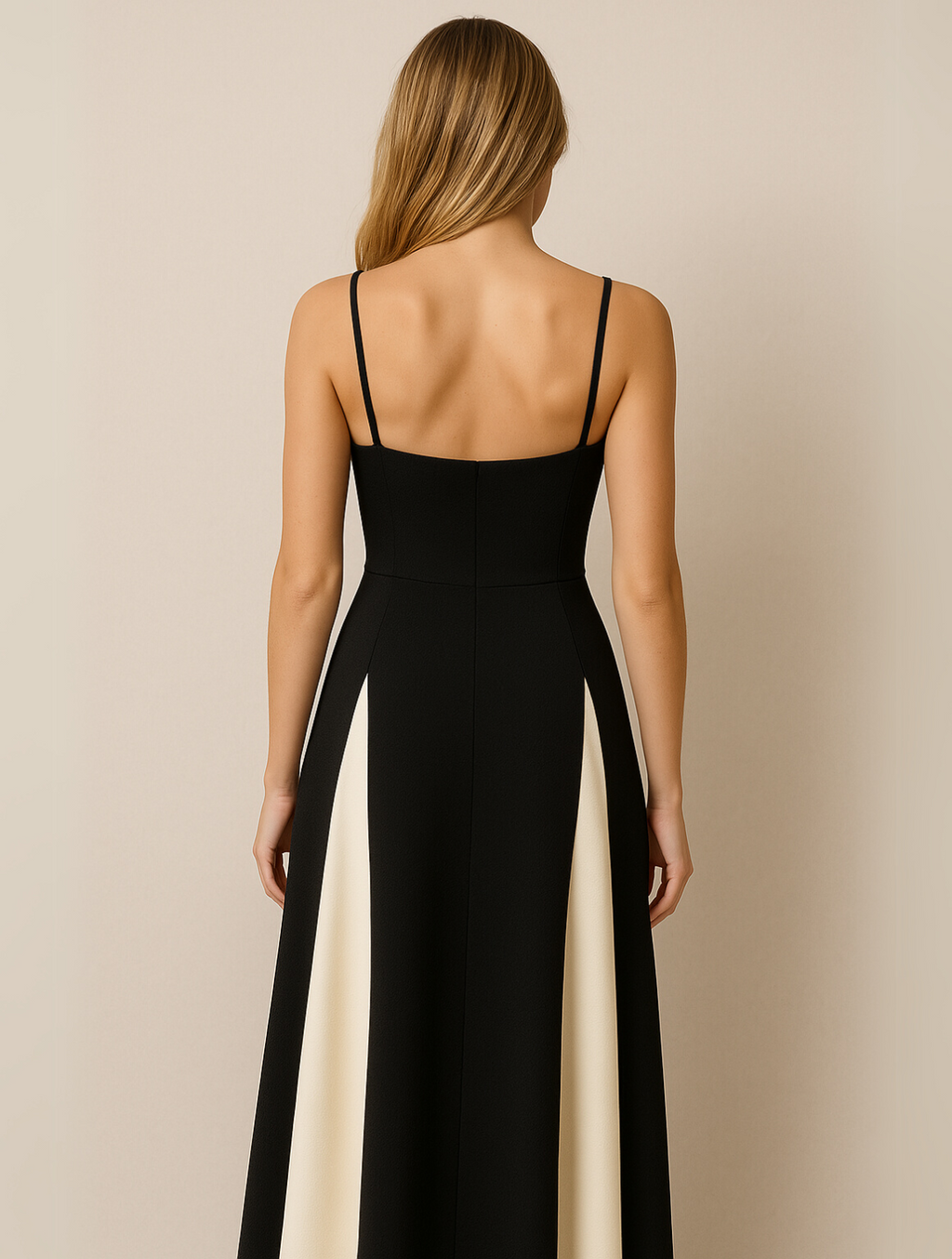 Georgia | Formele maxi jurk contrast bruiloft zwart