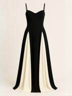 Georgia | Formele maxi jurk contrast bruiloft zwart
