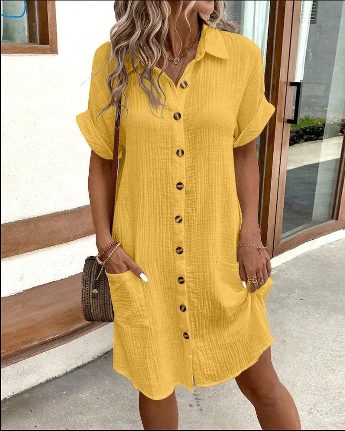 Nala | polo midi jurk casual zomer veelkleurig