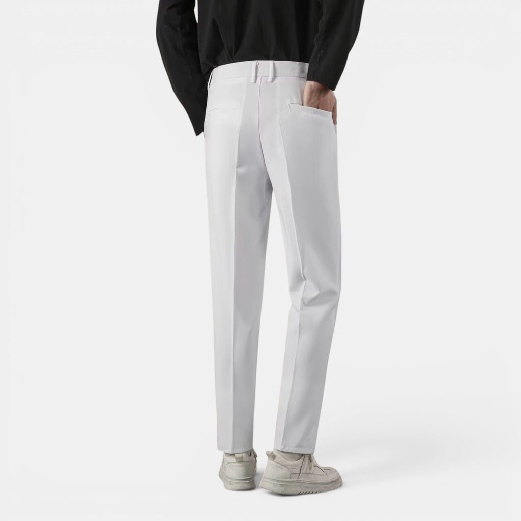 Men’s Solid Casual Straight-Leg Trousers