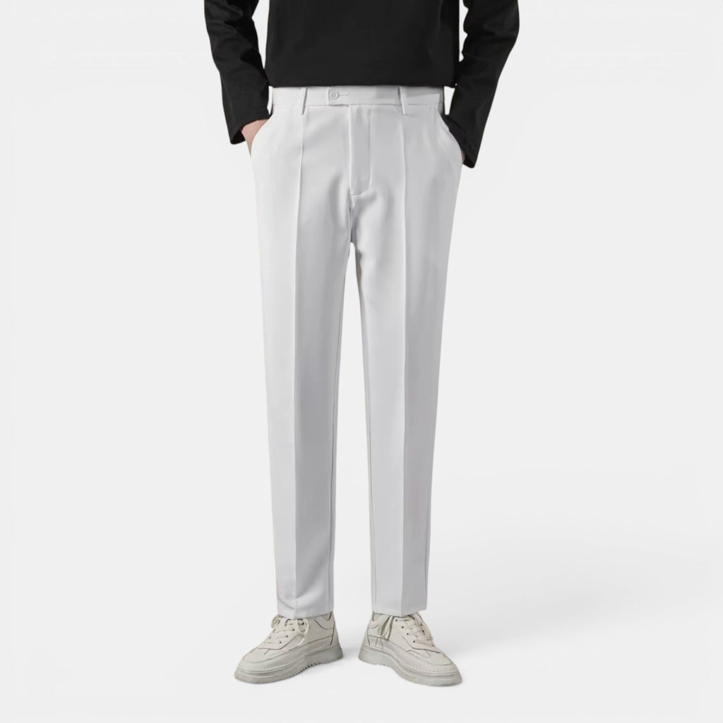 Men’s Solid Casual Straight-Leg Trousers
