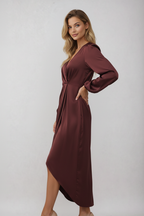 Fiona | wikkel midi jurk v-hals getailleerd casual