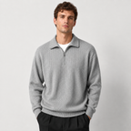 Men's Ribbed Half-Zip Knit Sweater