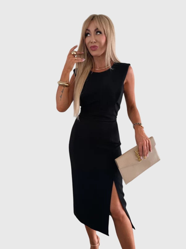 Lisa | chique zwarte midi jurk elegant feest