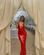 Holly | Pailletten maxi jurk open rug glamour avond