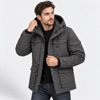 Men’s Heavyweight Detachable Hood Cargo Bomber Jacket