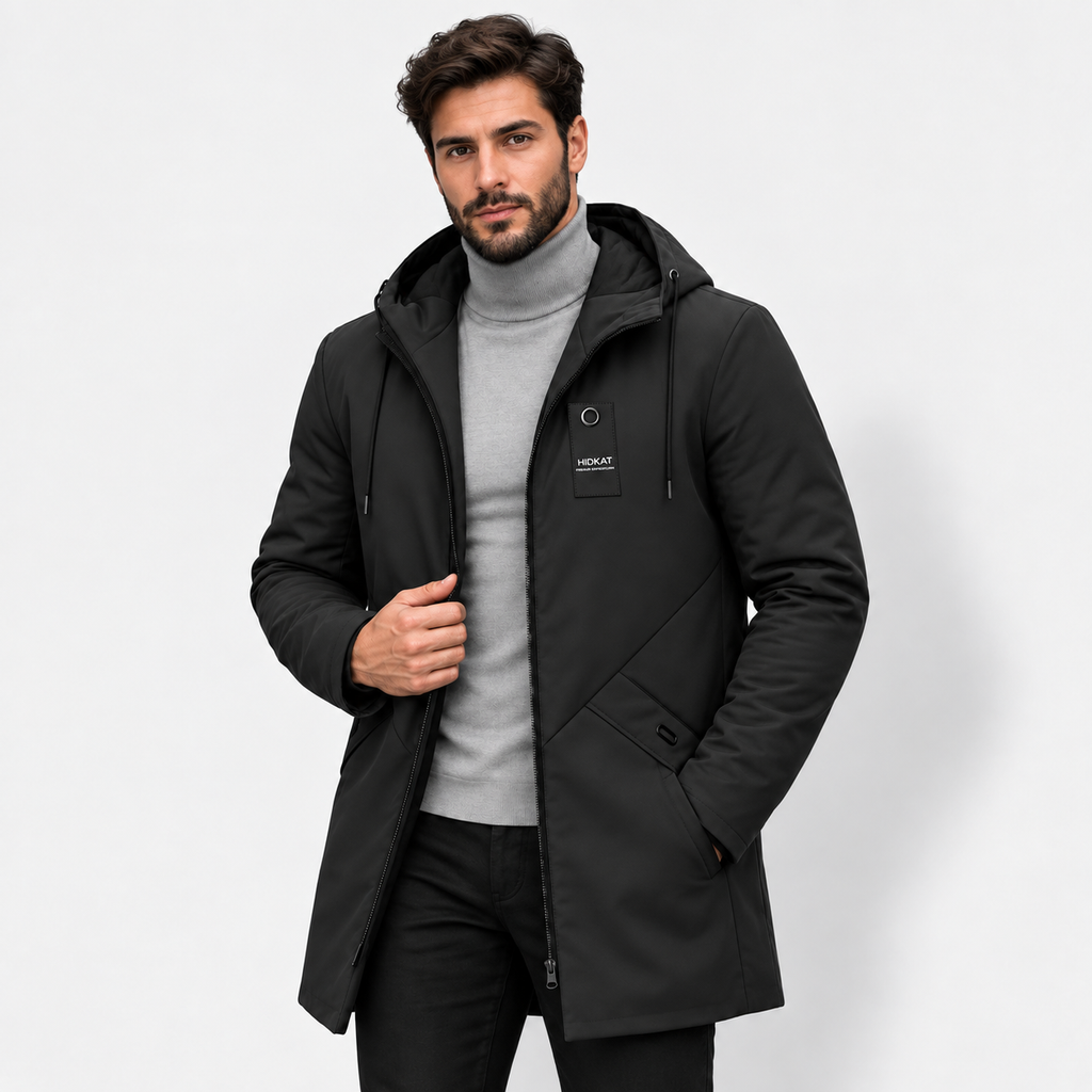 Men’s Mid-Length Hooded Trench Coat – Lightweight Casual Jacket