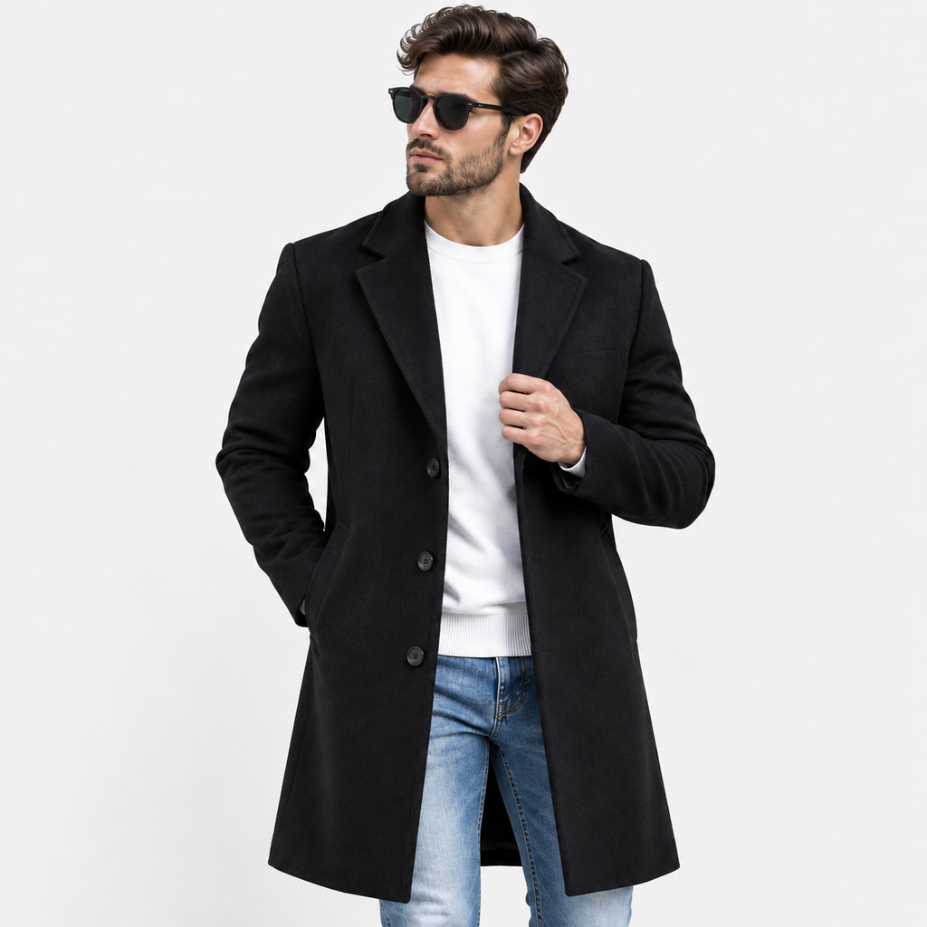 Men’s Classic Slim Fit Long Trench Coat