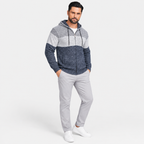 Men’s Color Block Zip-Up Fleece Hoodie – Casual Warm Cardigan Jacket