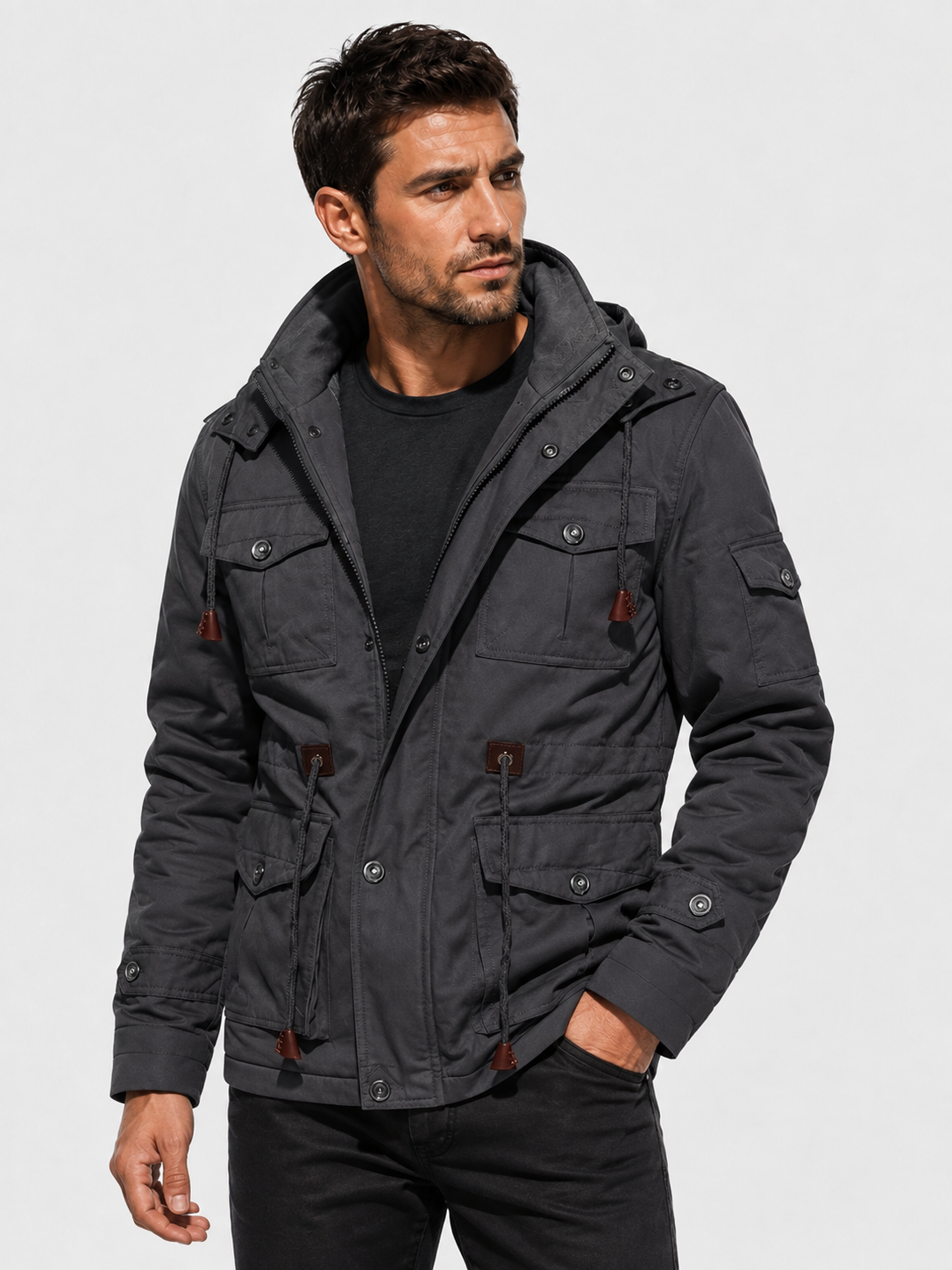 Men’s Fleece Hooded Jacket – Warm, Windproof & Functional