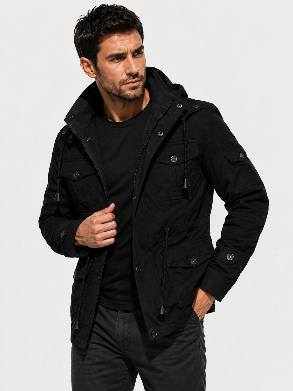 Men’s Fleece Hooded Jacket – Warm, Windproof & Functional