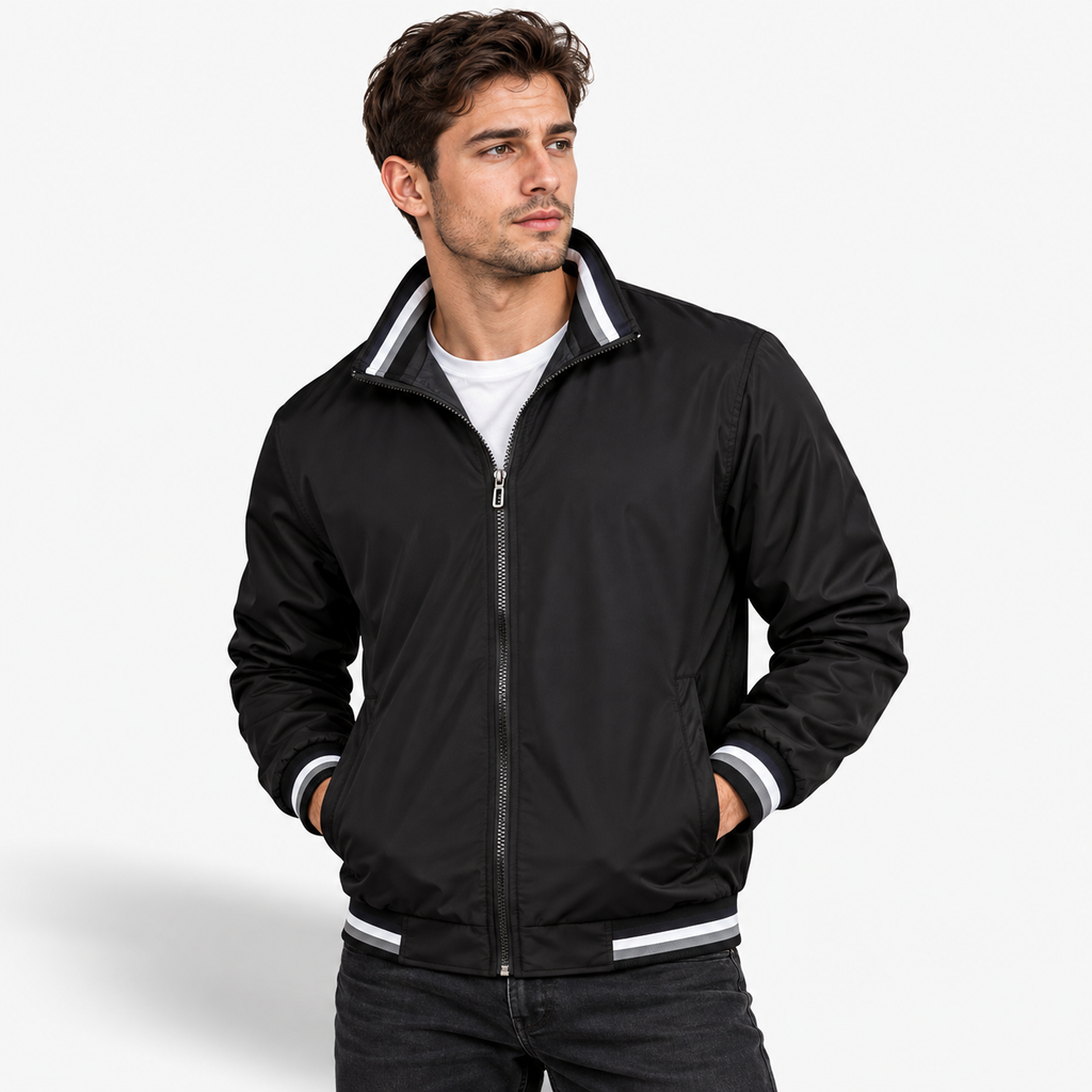 Men’s Stand Collar Pilot Jacket – Color Block Casual Sportswear