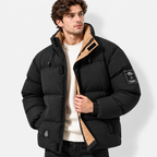 Men’s Warm Padded Zip-Up Jacket – Casual Windproof Winter Coat
