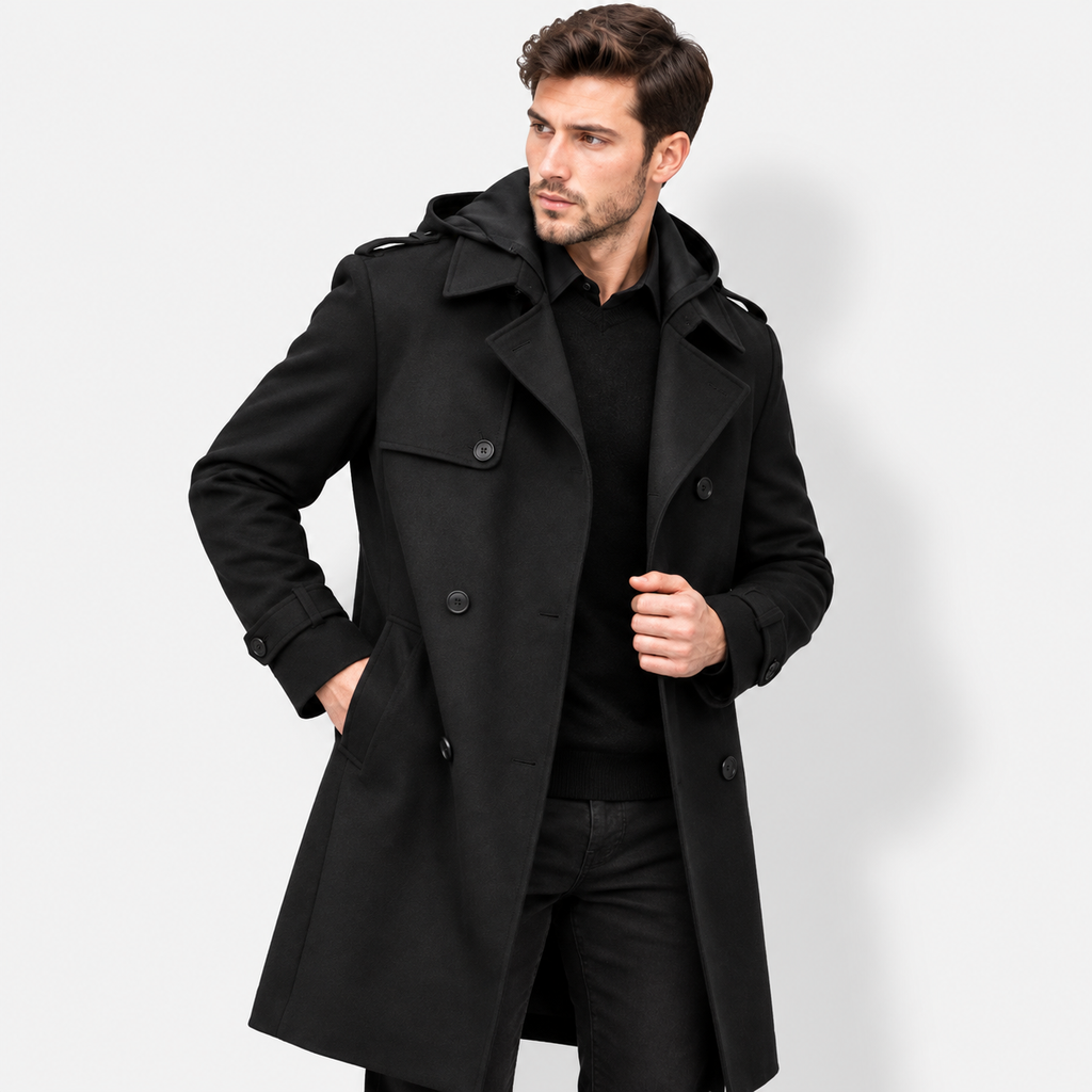 Men’s Slim Fit Double-Breasted Trench Coat