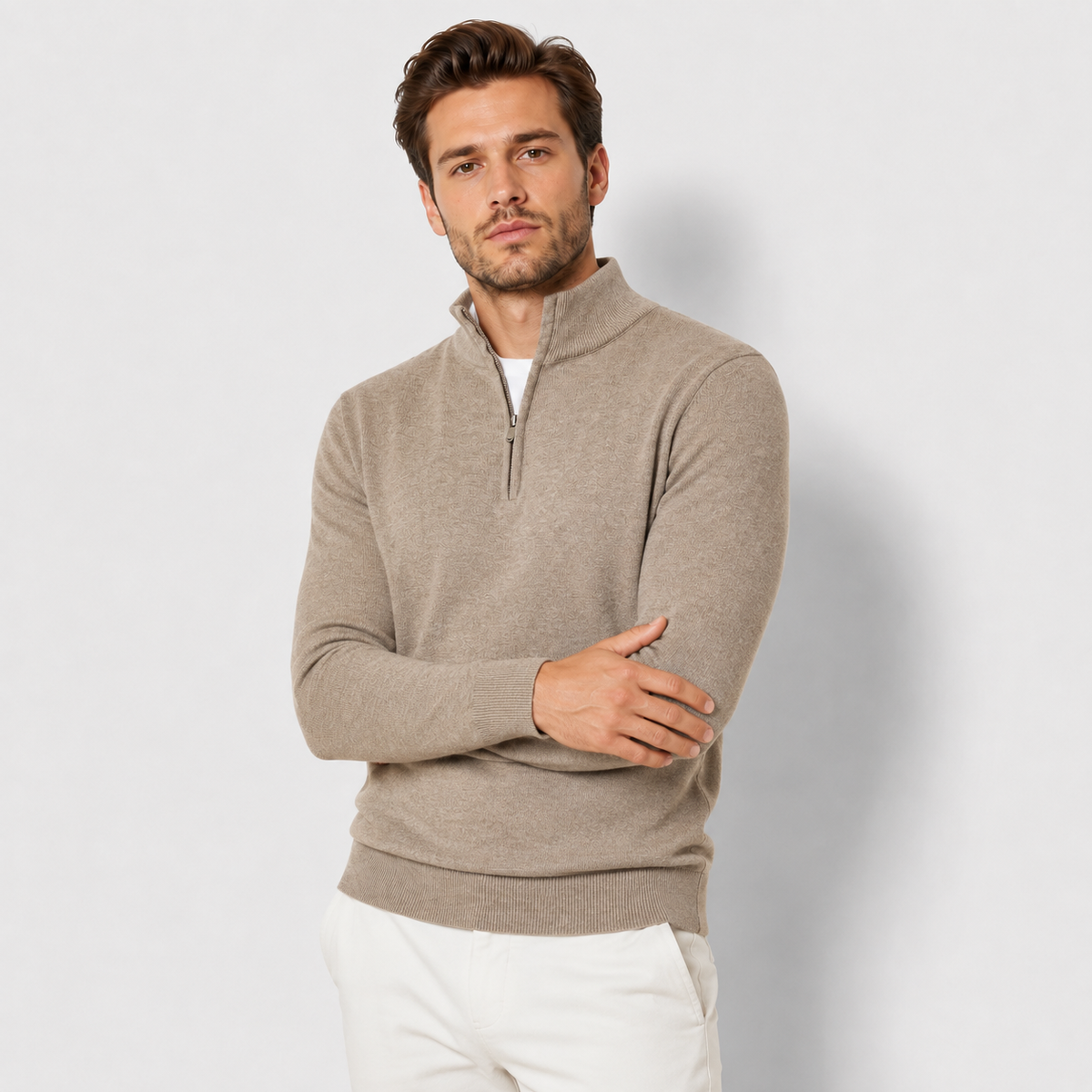 Men’s Sherpa Half-Zip Sweatshirt – Warm Stand Collar Pullover