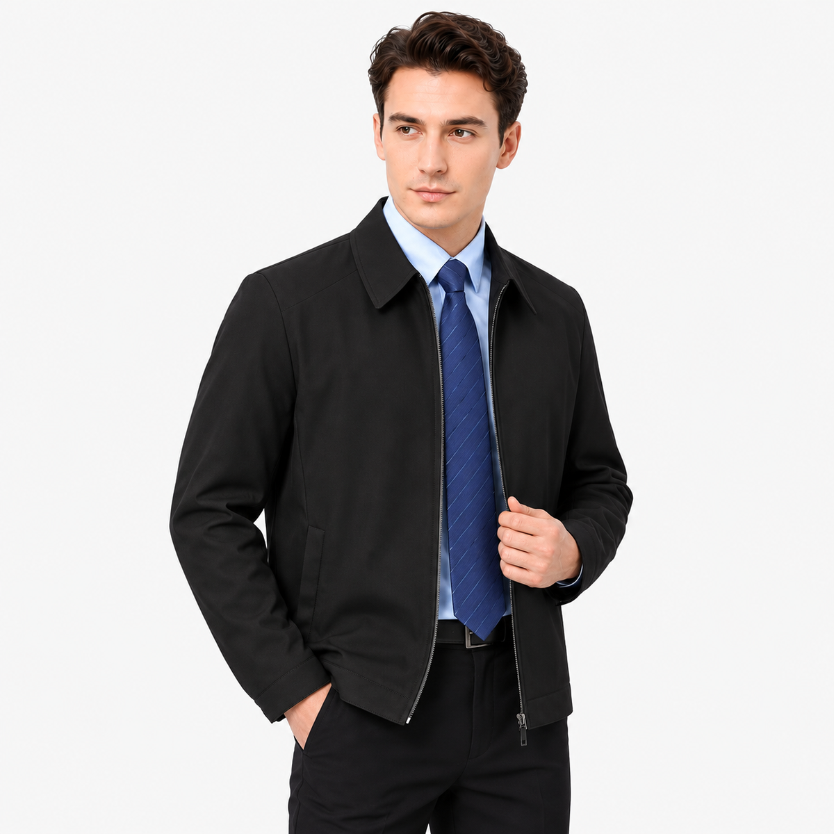 Men's Executive Lapel Zip-Pocket Jacket