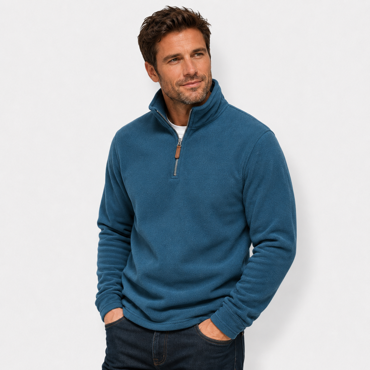 Men's Fleece Half-Zip Stand Collar Sweatshirt