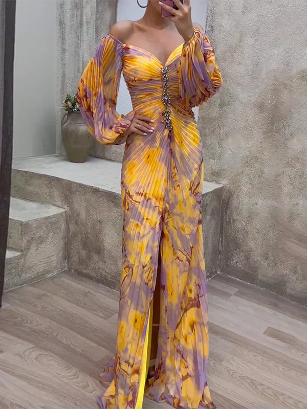 Adelaide | Kanten maxi jurk v-hals elegant bruiloft
