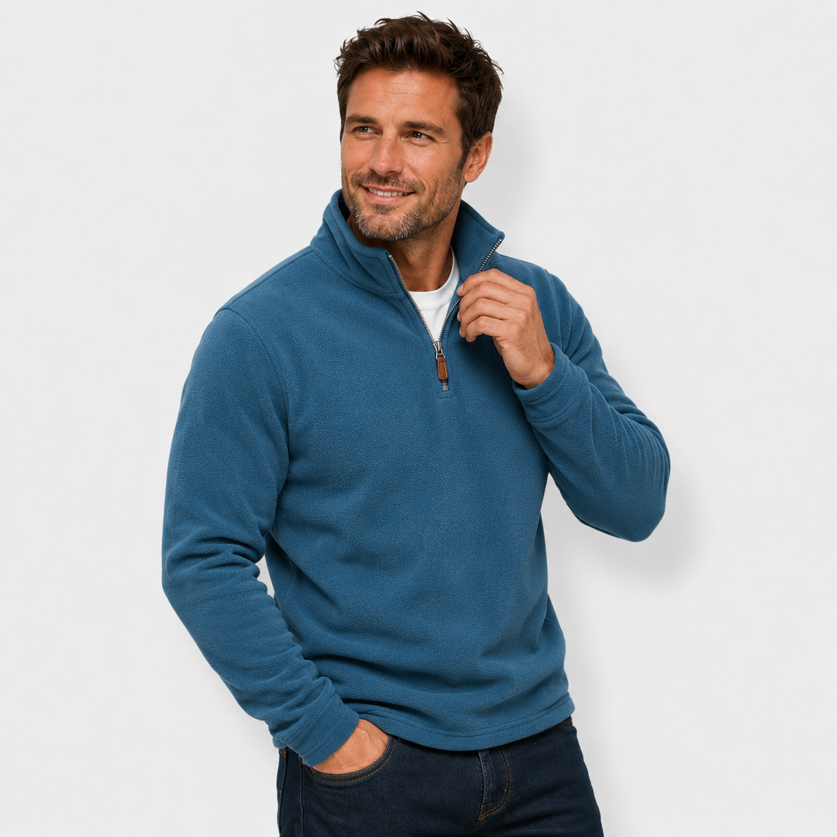 Men's Fleece Half-Zip Stand Collar Sweatshirt