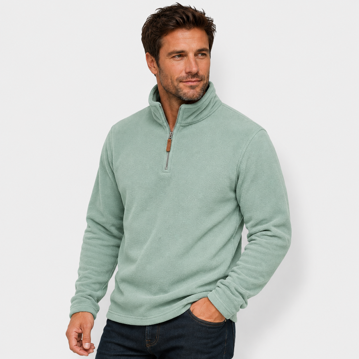 Men's Fleece Half-Zip Stand Collar Sweatshirt