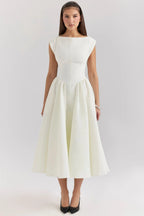 Nora | rugloze midi jurk ruches elegant