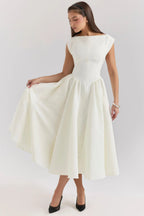 Nora | rugloze midi jurk ruches elegant
