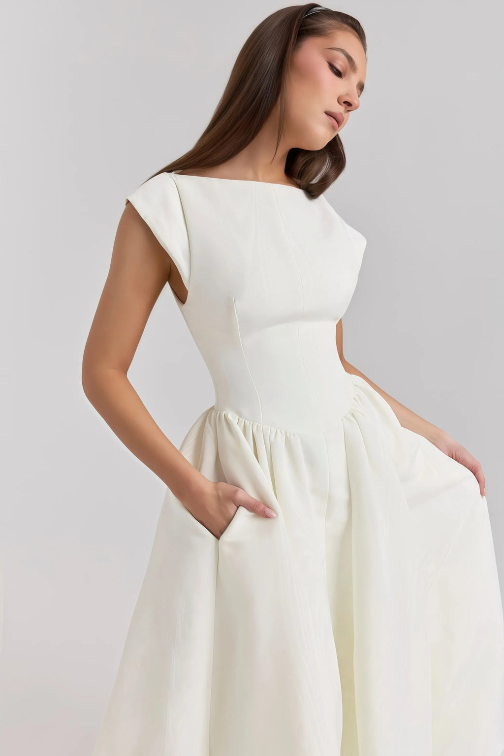 Nora | rugloze midi jurk ruches elegant
