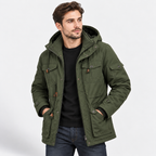 Men’s Heavyweight Detachable Hood Cargo Bomber Jacket