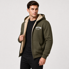 Casual Men's Jacket with Contrasting Hood – Zip Closure and Letter Print