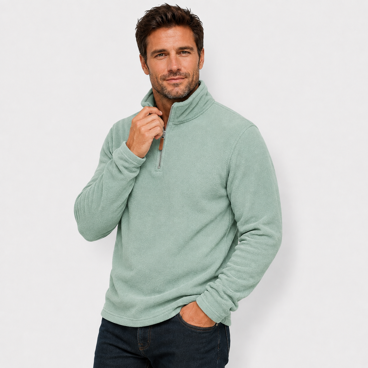 Men's Fleece Half-Zip Stand Collar Sweatshirt