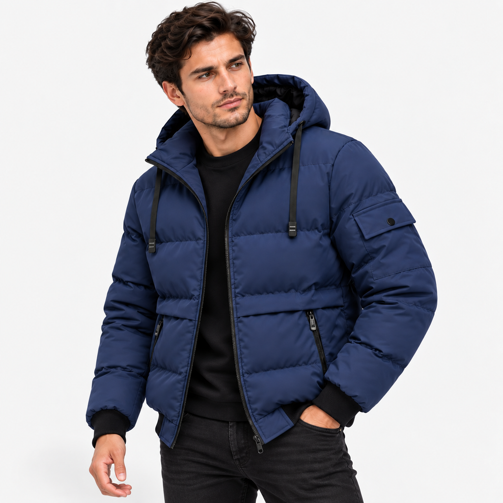Men’s Winter Hooded Jacket – Removable Hood Casual Loose-Fit Coat