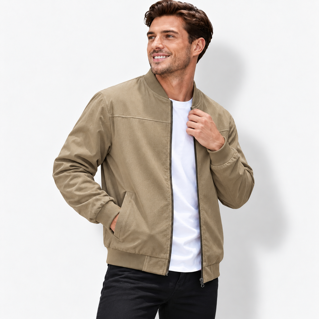 Men’s Executive Stand Collar Jacket – Casual Business Zip-Up Coat