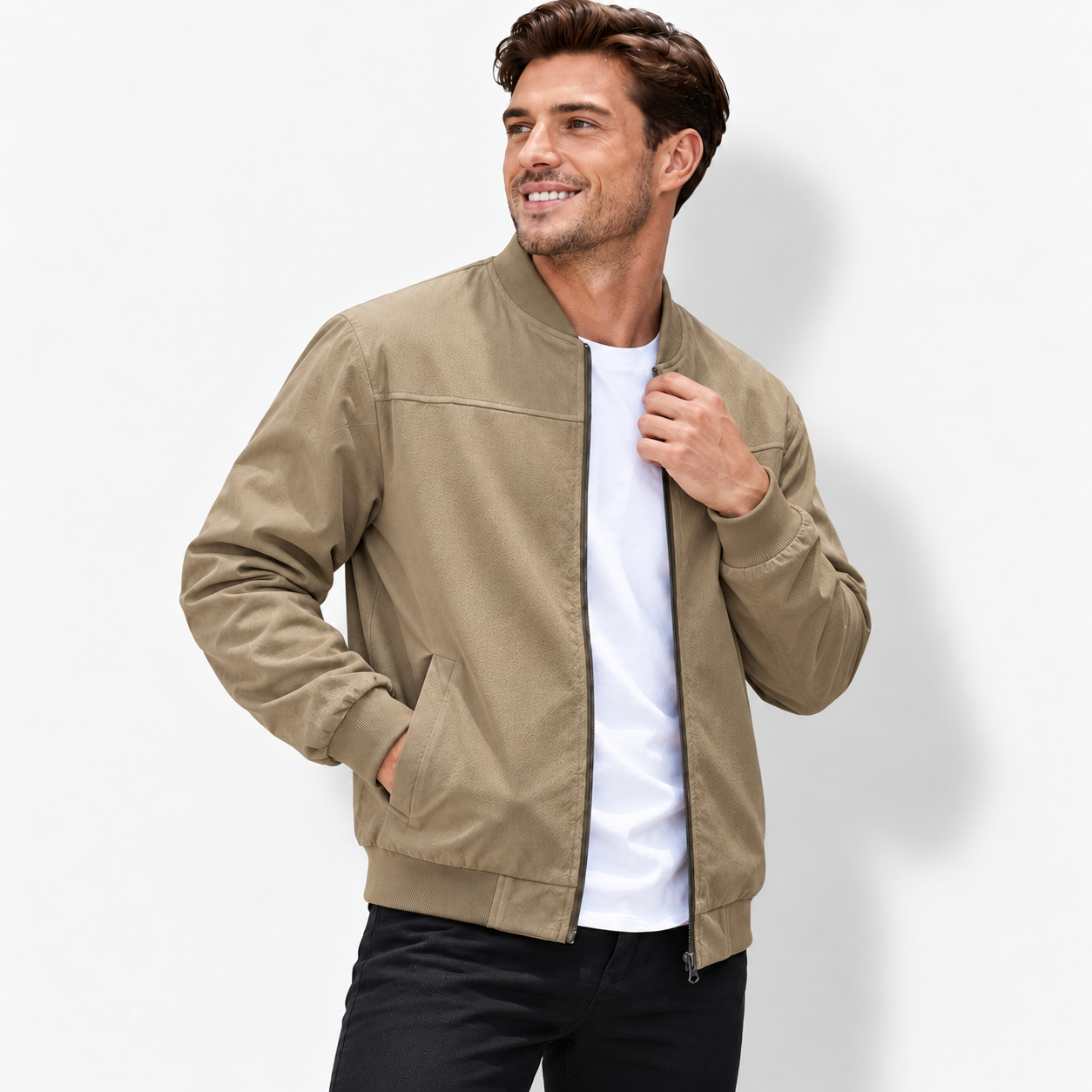 Men’s Executive Stand Collar Jacket – Casual Business Zip-Up Coat