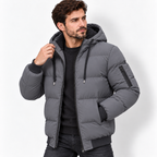 Men’s Winter Plush Hooded Jacket – Thick Warm Zip-Up Outdoor Coat