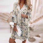 Elara | bloemenjurk kant v-hals zomer elegant