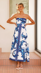 Briar | Retro print maxi jurk elegant modern bruiloft