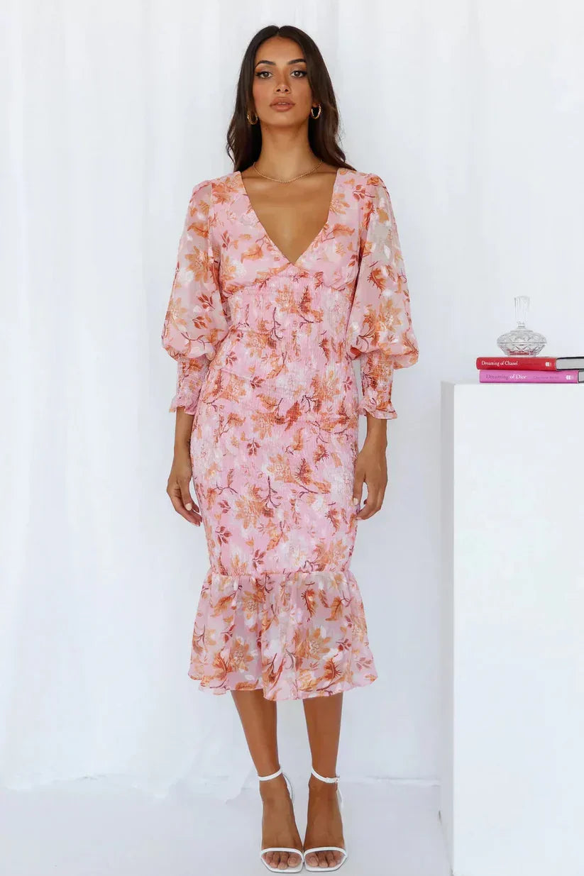 Julia | Bloemen maxi jurk vloeiend avond feest