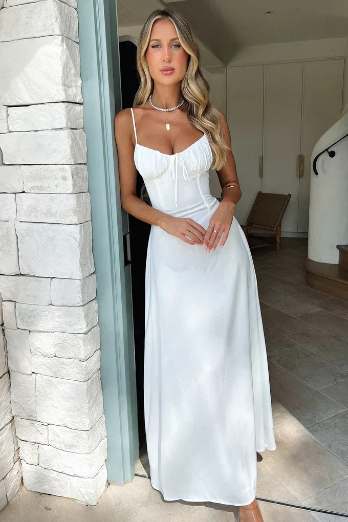 Valentina | Wikkel maxi jurk spaghettibandjes avond