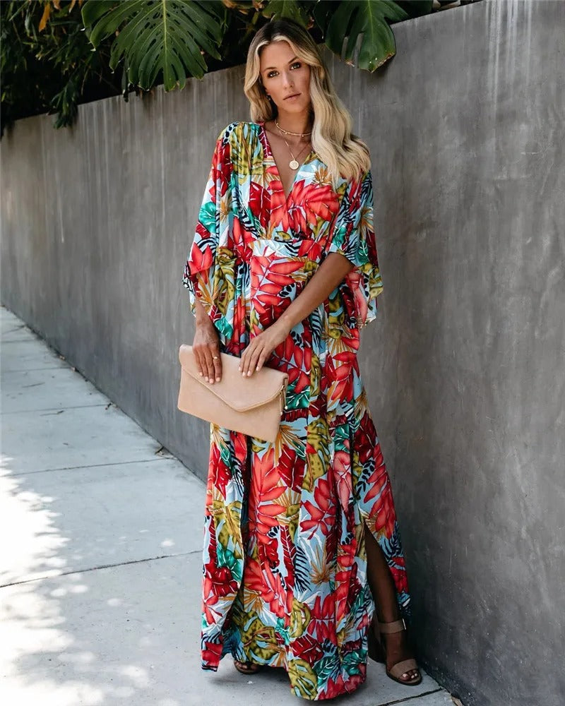 Serena | Boho wikkel maxi jurk kimono stijl elegant