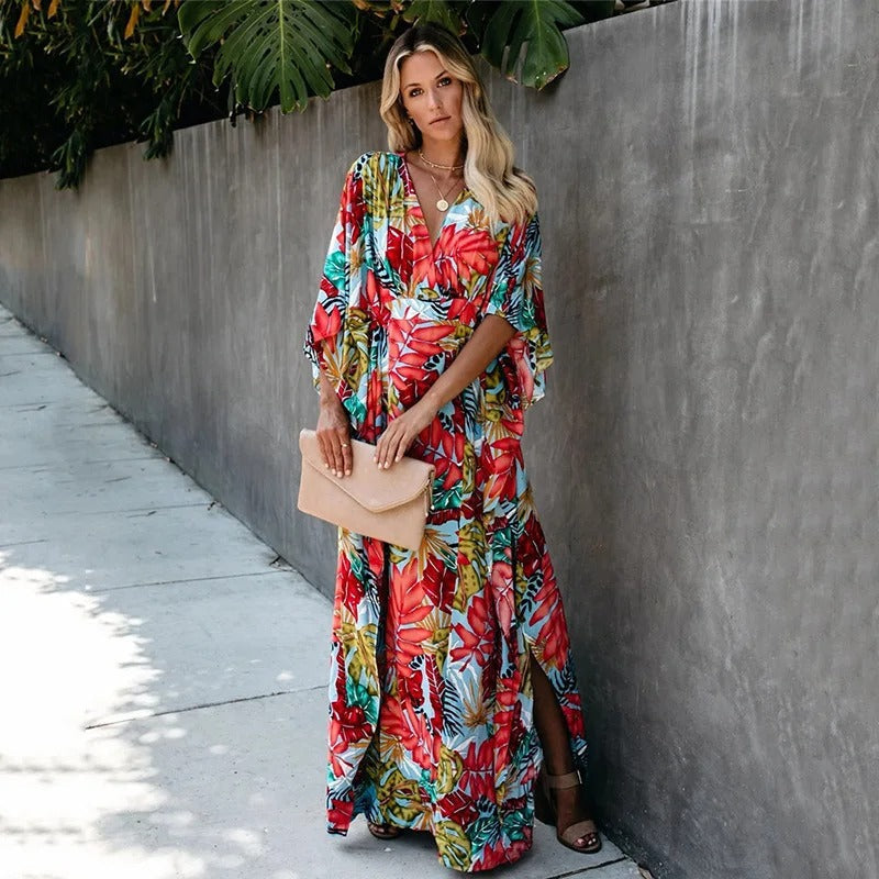 Serena | Boho wikkel maxi jurk kimono stijl elegant