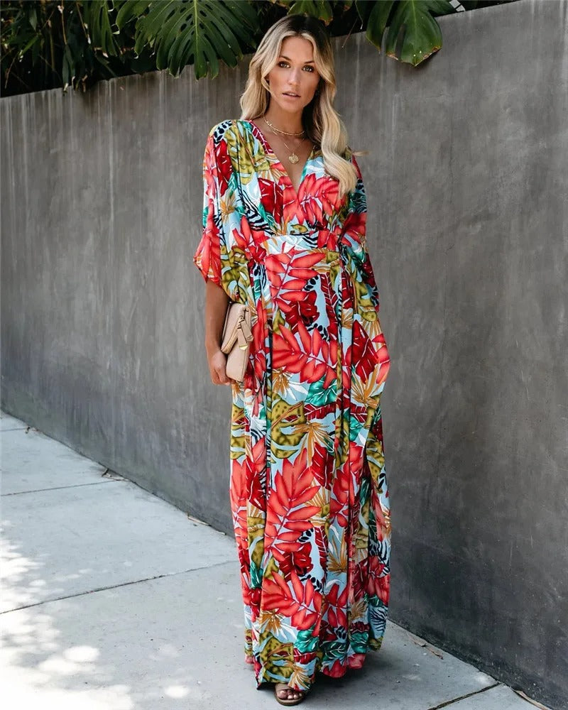 Serena | Boho wikkel maxi jurk kimono stijl elegant