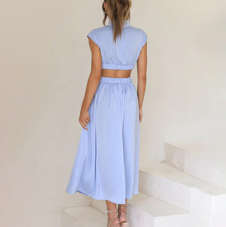 Chloé | Luchtige halter maxi jurk zomers elegant