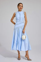 Lily | Mouwloze kant midi jurk elegant bruiloft