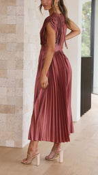 Charlotte | Plissé midi jurk v-hals elegant